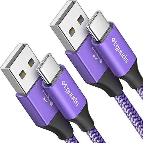 etguuds Câble USB C Violet [1m, Lot de 2], Câble USB vers USB C 3A Charge Rapide Nylon Chargeur Type C Cable pour Samsung Galaxy S23 S21 S20 S10 S9 S8 Plus, A20 A21 A40 A50