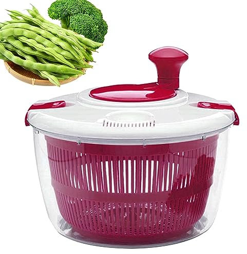 Rianpesn Centrifugadora para Ensaladas con Drenaje, Secadora para Ensaladas Centrifugadoras para Ensaladas con Cesta para Lavar Verduras, Lechuga 5L para Frutas Y Verduras