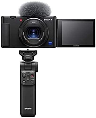 Sony Vlog camera ZV-1 | Digital Camera (Vari-angle Screen for Vlogging, 4K Video) ZV1BDI.EU - Black + Sony GP-VPT2BT Handgrip (for Selfies and Vlogging) Black (Renewed)