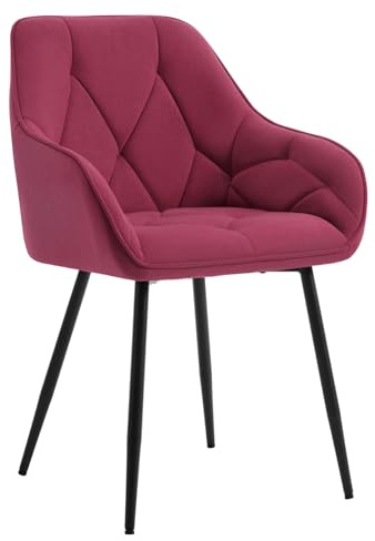 WOLTU Esszimmerstühle 1er Set, für Esszimmer Wohnzimmer, ergonomische Küchenstühle gepolstert mit Armlehnen, Metallbeinen, Sitzfläche aus Samt, Bordeaux