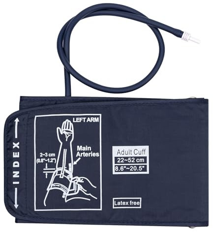 Manguito Monitor de Presión Arterial Extra Grande 22-52 cm, Compatible con la Mayoría de los Monitores de Presión Arterial, Brazalete Tensiometro Extra Grande para Brazo Grande (A)