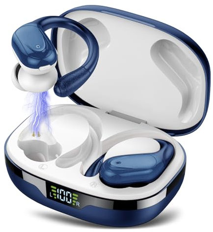 Ecouteurs Bluetooth sans Fil Sport, 60H Casque Bluetooth 5.3 avec CVC8.0 Antibruit, Ecouteurs sans Fil avec 4 ENC Mic, IPX7 Étanche Oreillette Bluetooth, Écouteurs Bluetooth pour Running Bleu Foncé