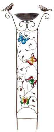 Niesel Vogeltränke für draußen, Vogeltränke und Futterspender aus Metall - Vogelfutterstation für Kletterpflanzen,Multifunktionale kleine Gartenpflanzenstütze, abnehmbare Vogelfutterschale,