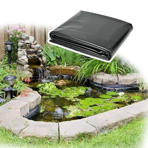 HDPE Teichfolie 12x17m,Schwarz HDPE Teichfolien Schwerlast,Dichtungsfolie Teichmembran Schwimmteich Folie Gartenteich Teichplane für Fischteiche,Brunnen,Wassergarten und Wasserfall(Größe:12x17m