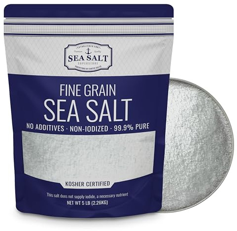Fine Grain Sea Salt from Baja California, Replacement for Table Salt, Non-Iodized, All-Natural, No Additives (5 lb Bag)