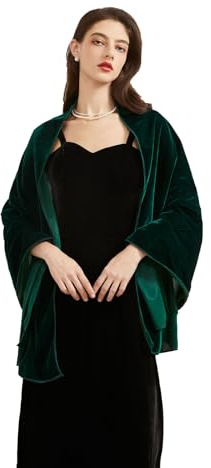 BRYCTSISEN Chal y envoltura de terciopelo para mujer, para boda, novia, dama de honor, ropa de noche, fiesta, graduación, vestido, accesorios, bufanda, Verde oscuro, Estandar