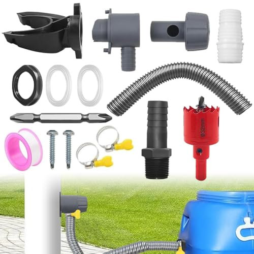 Collecteur d'eau de pluie avec tuyau de 1 m | Collecteur d'eau de pluie pour tuyaux de descente de 70 à 100 mm | Système de capture d'eau Speedy | Kit de raccordement pour citerne de pluie | Convient