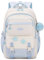 Amythe Rucksack Mädchen, Schulranzen für 3.-5. Klasse, Lässiger Große Kinderrucksack mit Pom-Pom-Anhänger & Sternenabzeichen, Leichter Schulrucksack Teenager mit Trolleyband -Blau
