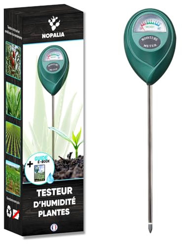 NOPALIA® Testeur Humidité Sol – Hygromètre Plante & Capteur Humidité Terre – Humidimètre – Outil Jardinage Intérieur Extérieur – Plantes & Potager – DIY Jardin Maison – Made in France