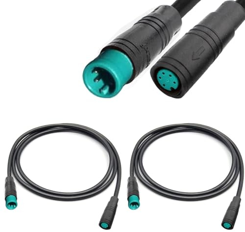 VISSQH Elcykel 5-stifts förlängningskabel, kontakt till hona elcykelkabel 5 stift vattentät julet-anslutning för elektrisk cykel ljus/gas/broms (2 stycken/150 cm)