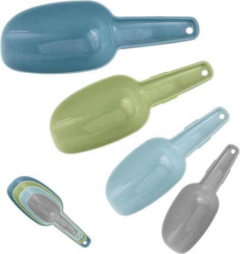 4 Stück Kunststoff Eisschaufel Haushalts Mehlschaufel Popcornschaufel Abwiegeschaufel Lebensmittelschaufel Haushalts Wägeschaufel für Küchen, Bars, Buffets, Partys, Getreide -50/100/150/250ml