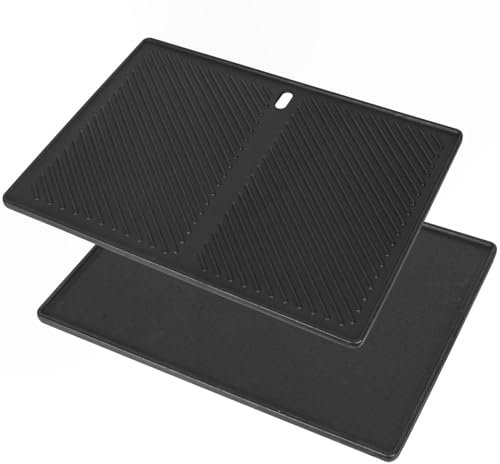 Plaque de cuisson réversible en fonte 43 x 32 cm pour Broilking Baron, Landmann Triton 3 et 4 brûleurs, Boston 4+6, Monroe Pro 4, Colorado 4, barbecue à gaz, plancha