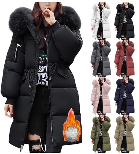 Yinguo Coats for Women UK Winter Jackets for Women UK Quilted Down Long-Lenght Puffer Coats Ladies Lightweight Waterproof Jacket Plus Size Slim Trench Coat Warm Outwear Black L