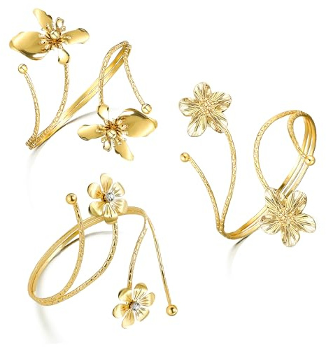 RIOSO Gold Arm Cuff Arm Band Cuffs Bangles Coil Butterfly Flower Bracelets Accessories Upper Arm Bracelet Jewelry for Women
