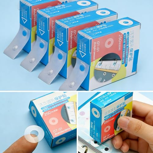 HYMC 1000Pcs Hole Punch Reinforcers Hole Reinforcement Rings Ring Binder Hole Reinforcers, Waterproof Self-Adhesive Loose-Leaf Paper Label Stickers, Hole Protectors for Office School Home Supplies