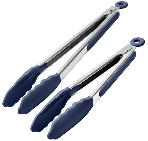 Doosu Pinzas cocina silicona, calor hasta 315℃, 23+30cm, azul medianoche