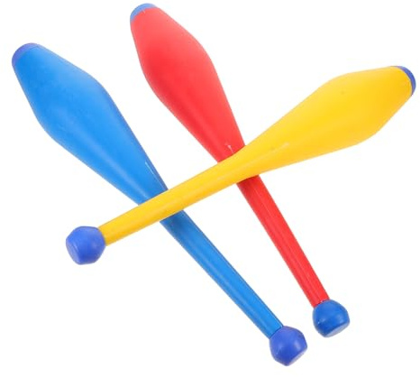 CIYODO 3pcs Juggling Clubs Set for Adults, Acrobatic Circus Juggling Rods in Red Blue Yellow, Lightweight Training Props for Outdoor Shows and Coordination Skills