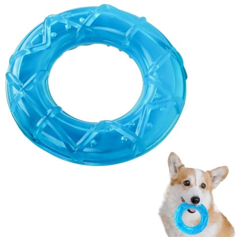 Homoyoyo Dog Cooling Chew Puppy Teething Ring, Freezable Puppy Teething Cooling Chew Ring Freezable Teether for Summer Pet Training Supplies 13. 40x13. 40x3. 60cm