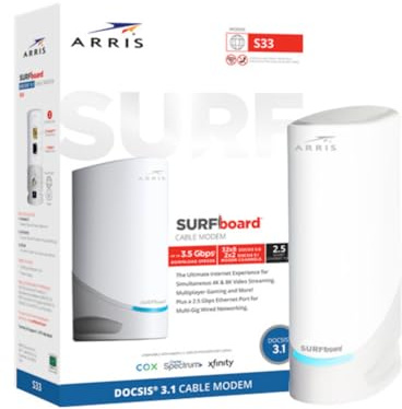 ARRIS Surfboard S33 DOCSIS 3.1 Multi-Gig Cable Modem | Up to 2.5 Gbps