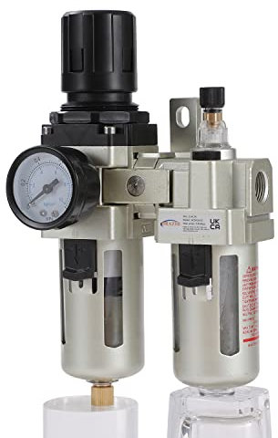 ORAZIO Air Compressor Filter Regulator Water Trap Moisture Humid Removal for Paint Spray Guns and Pneumatic Tools Oil Lubricator Industrial Grade 214176