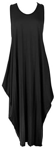 ZEE FASHION Womens Parachute Dress Ladies Lagenlook Long Tulip Baggy Romper Plus Size 8-18 Black