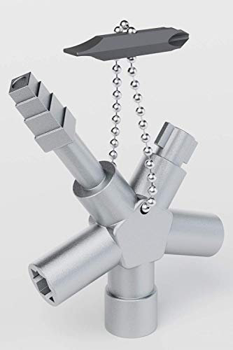 ABSINA Universalschlüssel mit 6 Profile - Dreikantschlüssel Vierkantschlüssel Schaltschrankschlüssel Vierkant Dreikant Bauschlüssel - Universal Schlüssel für gängige Schränke & Absperrsysteme