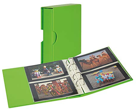 LINDNER Das Original Album PUBLICA M Color pour Cartes Postales/Photos, avec 10 Feuilles Plastiques à 2 Poches utilisables Recto-Verso - Spring (Vert) - avec boîtier de Protection Assorti
