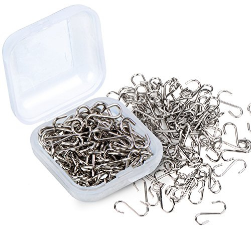 Shappy 100 Pieces 0.55 x 0.24 inch/ 14 x 6 mm Mini S Hooks Connectors S-Shaped Wire Hook with Storage Box for DIY Crafts, Hanging Jewelry, Key Chain, Tags
