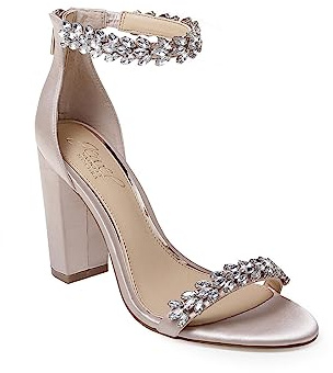 Jewel Badgley Mischka Women's Mayra Heeled Sandal, Champagne, 5 UK