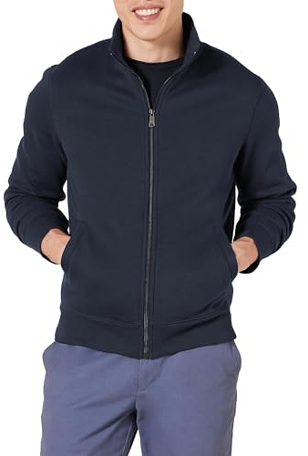 Amazon Essentials Felpa in Pile con Zip e Collo a Lupetto, Peso Medio, Vestibilità Classica Uomo, Blu Marino, XXL