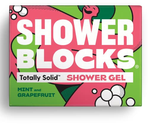 Shower Blocks - Gel douche solide à la menthe et au pamplemousse | Plastique, sans cruauté envers les animaux et sans paraben | Végétalien | Savon corporel hydratant pour la douche