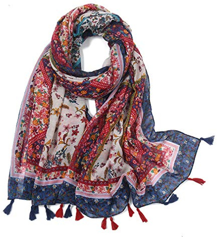Yeieeo Boho Scarf for Women Lightweight Floral Printed Scarf Fall Winter Fashion Fringed Scarves Wraps Shawl (Floral 11)