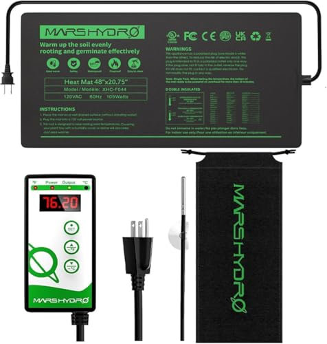 Mars Hydro Heizmatte Pflanzen mit Thermostat für gärbox terrarium,Wärmematte Pflanzen für Sämlinge Germination und Amphibien Reptilien- 48x20.75