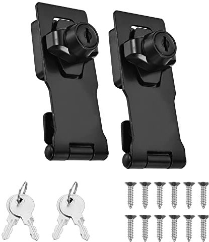 Lhdfyqt 2 Piezas Cerrojo con Llave de Metal, Cerradura Armario con Llave, Cerraduras para Armarios de Madera, Cerrojo de Candad, para Muebles de Cajas de Armarios de Puertas (Negro)