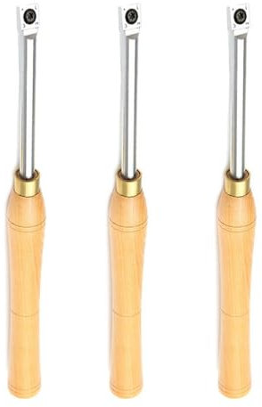 Lot de 3 burins de tournage du bois, outil de tour en carbure avec poignée pour une gravure facile à faire soi-même – Pointe carrée