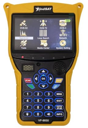 VF-9930 Full HD 1080P Medidor de señal de satélite Digital Buscador Soporte DVB-S/S2 DVB-T/T2/C Combo Receptor de TV Analizador de Espectro MPEG2 y MPEG4 y H.264 y HEVC H.265