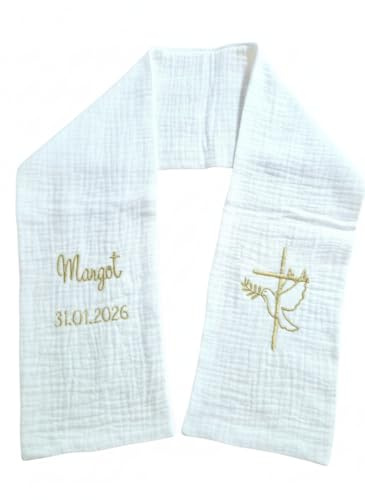 Etole écharpe de baptème Linge Blanc Gaze de Coton, Autres modèles de Broderie sur ma Boutique