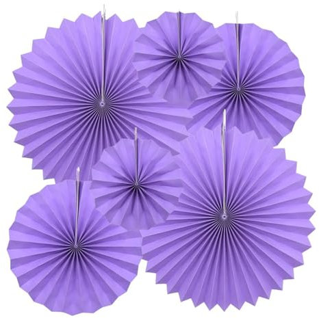Papierfächer Dekoration, 6 Stück Seidenpapier Pompons,Papierfächer, Deko Gartenparty, Dekorpapier Blumenpuscheln Papier, für Hochzeit Geburtstag Sommer Tischdeko Gartenparty, Lila