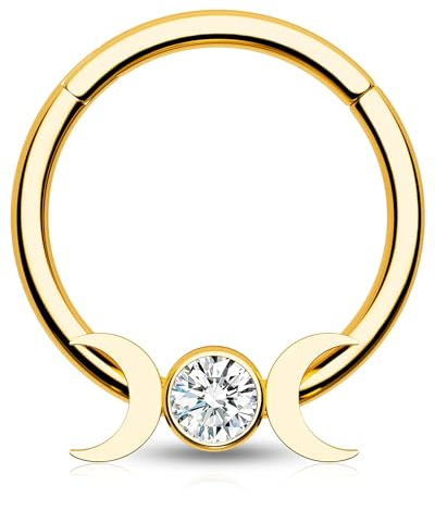 CM Crareesi Mania Piercing septum 16 g avec phrase lunaire en acier inoxydable 316L et zircone transparent pour femme, 10 mm, Zircone cubique