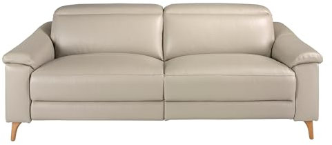 Ángel Cerdá - 3-sits relaxsoffa - Vardagsrumssoffa 3-sits - Moderna Soffor - Hållbar och Bekväm - Elegans och Funktionalitet - Tillverkad av Läder - Gråbrun Färg - 208 x 104 x 102 cm