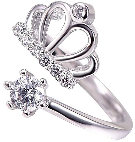 ANDRESLAD Offener Kronenring Verstellbar Kristallring Strassring Damenring Für Abendpartys Alltag Hochzeiten Cocktail Bars Clubs