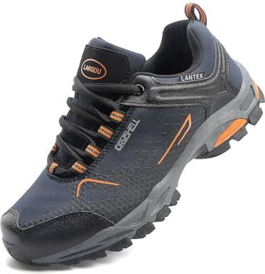 LANGDU Botas Montaña Zapatos Senderismo Hombre Mujer,Azul,38EU