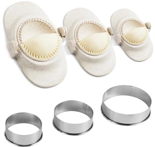Poraceous 6 Pezzi Stampo per Ravioli, Macchina per Gnocchi, 3 Set di Stampi per Ravioli di Diverse Dimensioni e Tagliapasta, per Pressare Pasta, Fare Wonton, Torte Piccolo/Medio/Grande (7/8/11 cm)