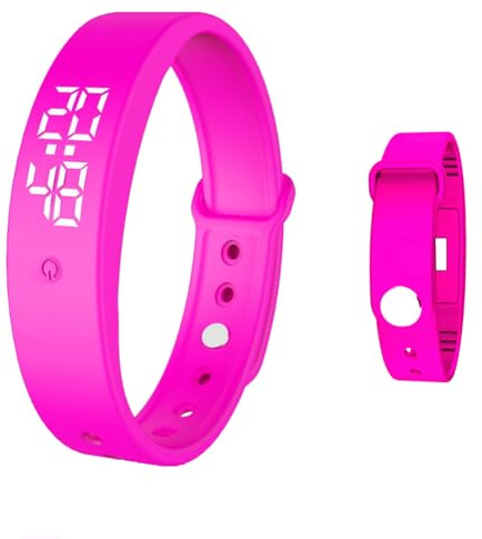 Umllpet Armband med vibrationslarm, vibrationsväckarklocka, armbandsur för barn, vuxna, potträning, drickspåminnelse, påminnelse om piller, Färg: rosa