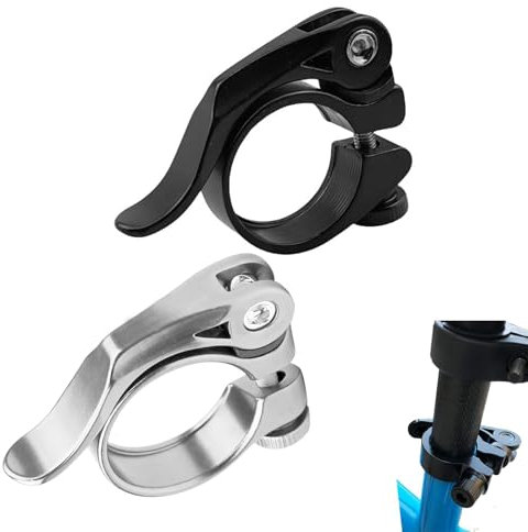 ARYIMYDP 2 Piezas Abrazadera Sillin Bicicleta 31,8 mm, Aleación de Aluminio, Sujeción Segura y Fácil Montaje, Cierre Rápido para Bicicletas Montaña y Carretera, Negro