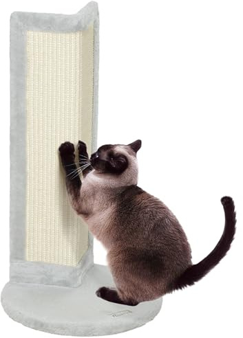 PawHut Cat Scratching Post with Scratching Pad, 56cm Corner Cat Scratcher for Indoor Corners, Sofa and Table Corners, Grey