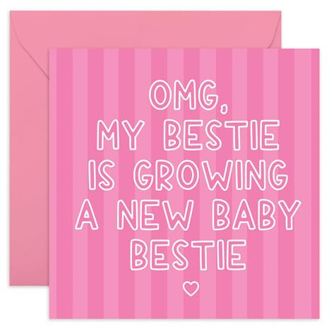 CENTRAL 23 Friend's Baby Announcement Card – 'OMG, Growing a New Baby Bestie' – Cute Pregnancy Congratulations for Friend, Sister, Her – Includes Fun Stickers