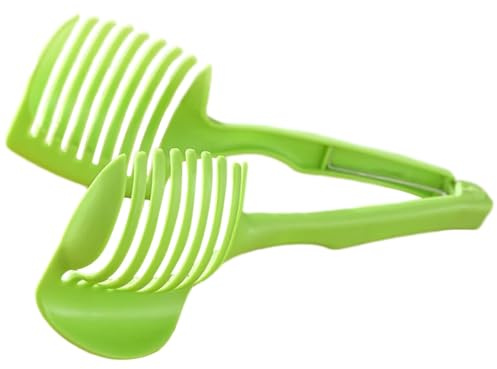 HYTROVE Affettatrice per Frutta Multifunzionale Manico Verde, Tagliafrutta per Casa, Utensile Sicuro per Affettare Pomodori, Limoni e Uova Rapidamente