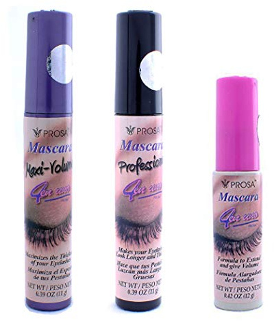 3 Pcs PROSA - PROFESIONAL Maxi Volumn Black MASCARA 4 IN 1 LONGER THICKER P1