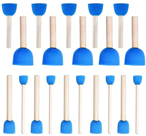 WAFJAMF 20 Pcs Round Sponges Brush Set 4 Sizes DIY Painting Tools Blue